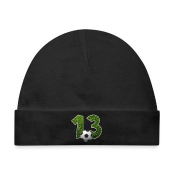NR. 13 NUMMER 13 FUßBALL 13. GEBURTSTAG - Baby Premium Organic Mütze - Schwarz - Vorne