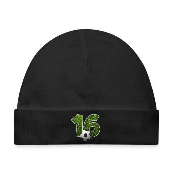 NR. 16 NUMMER 16 FUßBALL 16. GEBURTSTAG - Baby Premium Organic Mütze - Schwarz - Vorne