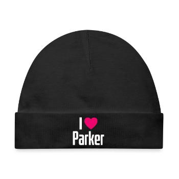 I Love Parker Pinkes Herz Ich liebe Parker - Baby Premium Organic Mütze - Schwarz - Vorne