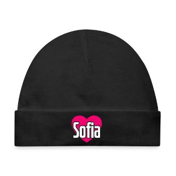 I Love Sofia Pinkes Herz Ich liebe Sofia - Baby Premium Organic Mütze - Schwarz - Vorne