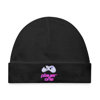 Neon Retro Controller Spieler Eins - Baby Premium Organic Mütze - Schwarz - Vorne