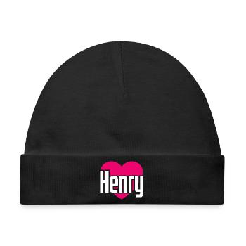 I Love Henry Pinkes Herz Ich liebe Henry - Baby Premium Organic Mütze - Schwarz - Vorne