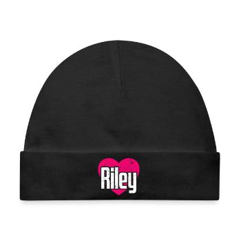 I Love Riley Pinkes Herz Ich liebe Riley - Baby Premium Organic Mütze - Schwarz - Vorne