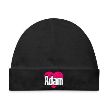 I Love Adam Pinkes Herz Ich liebe Adam - Baby Premium Organic Mütze - Schwarz - Vorne