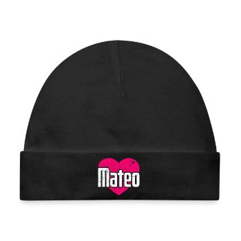 I Love Mateo Pinkes Herz Ich liebe Mateo - Baby Premium Organic Mütze - Schwarz - Vorne