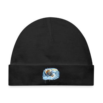 Lustiges Eichhörnchen im Skilift –Winterspaß Motiv - Baby Premium Organic Mütze - Schwarz - Vorne