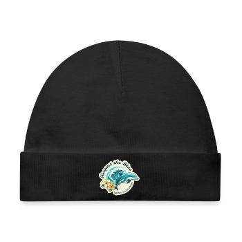 Protect the Blue - Delfin - Baby Premium Organic Mütze - Schwarz - Vorne