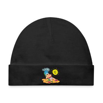 Sunny Beach Lounger Cartoon - Baby Premium Organic Mütze - Schwarz - Vorne