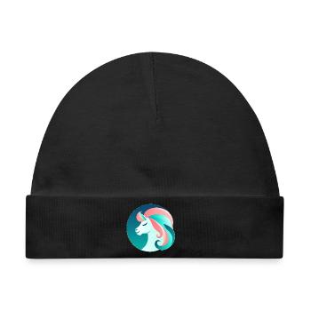 Neon Einhorn Traumbild - Baby Premium Organic Mütze - Schwarz - Vorne