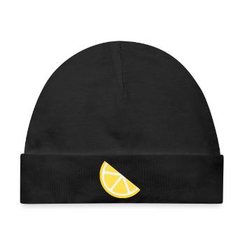 Zitronen-Scheibe Vintage Grafik - Baby Premium Organic Mütze - Schwarz - Vorne