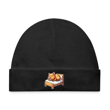 Capybara Schlafen - Baby Premium Organic Mütze - Schwarz - Vorne