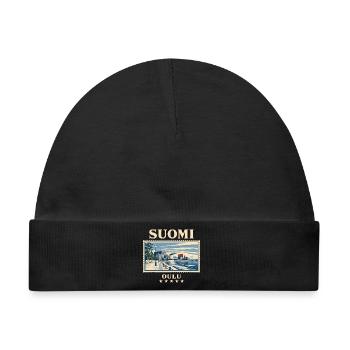 Finnland Oulu Vintage Reisemarke - Baby Premium Organic Mütze - Schwarz - Vorne