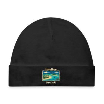Malediven Baa-Atoll Vintage Reisemarke - Baby Premium Organic Mütze - Schwarz - Vorne