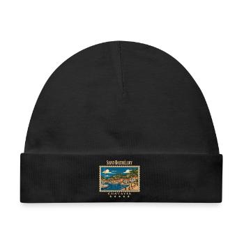 Saint-Barthélemy Gustavia Vintage Reisemarke - Baby Premium Organic Mütze - Schwarz - Vorne