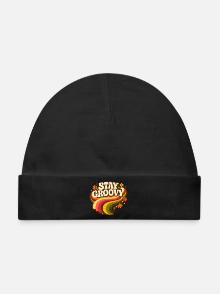 Stay Groovy Retro Rainbow - Baby Premium Organic Mütze - Schwarz
