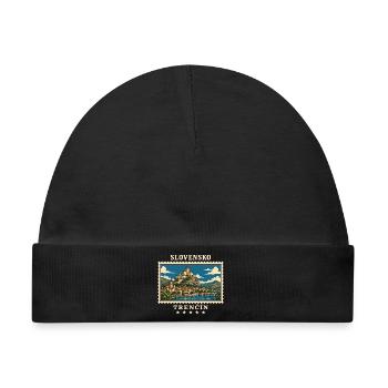 Slowakei Trenčín Vintage Reisemarke - Baby Premium Organic Mütze - Schwarz - Vorne