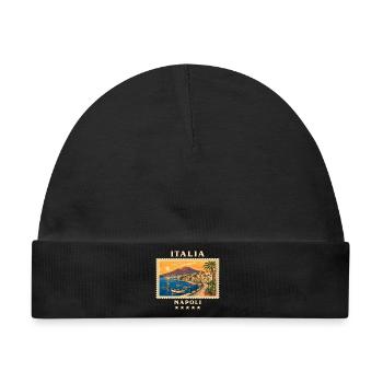 Italien Neapel Vintage Reisemarke - Baby Premium Organic Mütze - Schwarz - Vorne