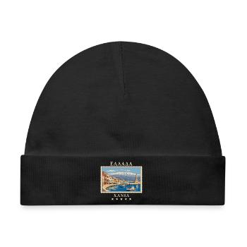 Griechenland Chania Vintage Reisemarke - Baby Premium Organic Mütze - Schwarz - Vorne