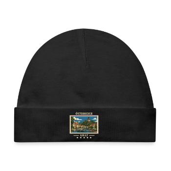 Österreich Graz Vintage Reisemarke - Baby Premium Organic Mütze - Schwarz - Vorne