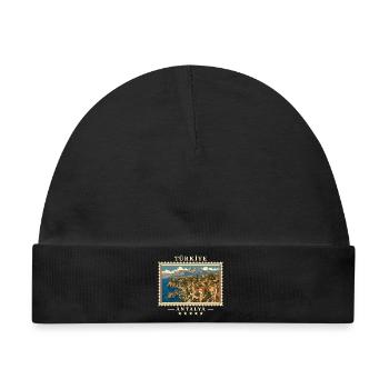 Türkiye Antalya Vintage Reisemarke - Baby Premium Organic Mütze - Schwarz - Vorne