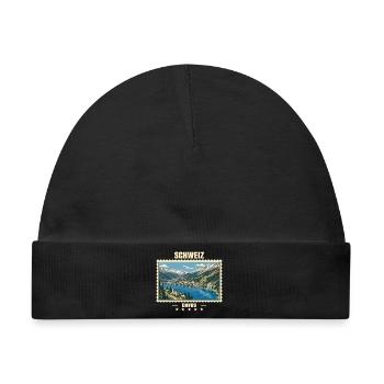 Schweiz Davos Vintage Reisemarke - Baby Premium Organic Mütze - Schwarz - Vorne