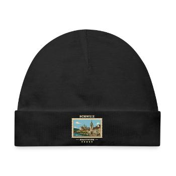 Schweiz Solothurn Vintage Reisemarke - Baby Premium Organic Mütze - Schwarz - Vorne