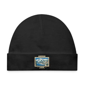 Schweiz Laax Winter Vintage Reisemarke - Baby Premium Organic Mütze - Schwarz - Vorne