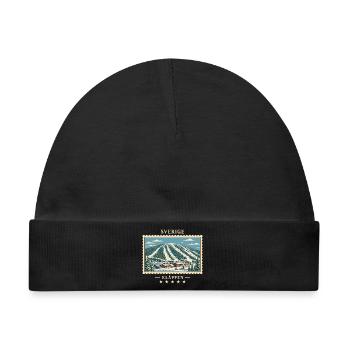 Schweden Kläppen Winter Vintage Reisemarke - Baby Premium Organic Mütze - Schwarz - Vorne