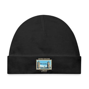 Großbritannien London Vintage Reisemarke - Baby Premium Organic Mütze - Schwarz - Vorne
