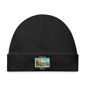 Italien Rom Vintage Reisemarke - Baby Premium Organic Mütze - Schwarz - Vorne