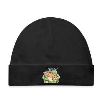 Nichts tun Hund Sofa Couch Chillen Faulenzen Humor - Baby Premium Organic Mütze - Schwarz - Vorne