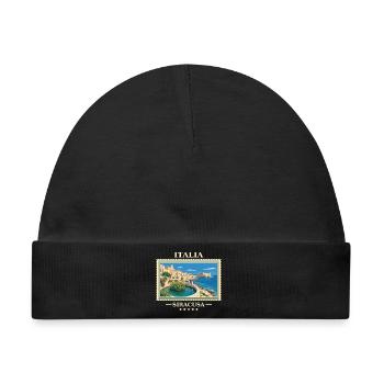 Italien Syrakus Vintage Reisemarke - Baby Premium Organic Mütze - Schwarz - Vorne