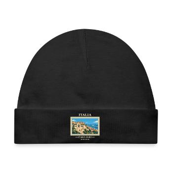 Italien Cagliari Vintage Reisemarke - Baby Premium Organic Mütze - Schwarz - Vorne