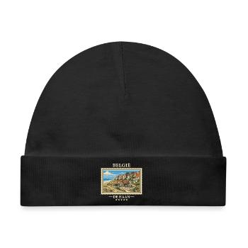 Belgien De Haan Vintage Reisemarke - Baby Premium Organic Mütze - Schwarz - Vorne