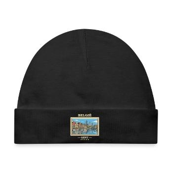 Belgien Gent Vintage Reisemarke - Baby Premium Organic Mütze - Schwarz - Vorne
