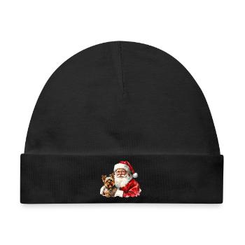 Weihnachtsmann- und Yorkshire Terrier-Kunst - Baby Premium Organic Mütze - Schwarz - Vorne