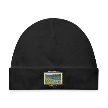 Ungarn Hévíz Vintage Reisemarke - Baby Premium Organic Mütze - Schwarz - Vorne