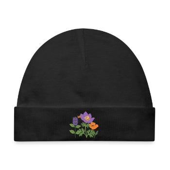 Mohn · Blumenstrauß · Gartenfreunde · Blumen - Baby Premium Organic Mütze - Schwarz - Vorne