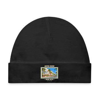 Vereinigte Staaten Miami Beach Vintage Reisemarke - Baby Premium Organic Mütze - Schwarz - Vorne