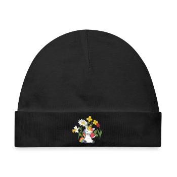 Narzisse · Blumen · Herz Einhorn · Natur - Baby Premium Organic Mütze - Schwarz - Vorne