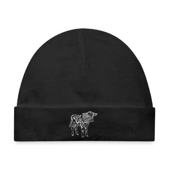 Kuh weiß Kuhbaby Kalb Kälbchen Geschenkidee  - Baby Premium Organic Mütze - Schwarz - Vorne