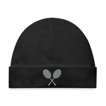 Kreuzende Badminton Schläger Grafik - Baby Premium Organic Mütze - Schwarz - Vorne