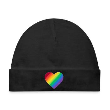 Gradient Rainbow Heart - Baby Premium Organic Mütze - Schwarz - Vorne