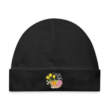 Frohe Ostern Osterkorb Ostereier Osterblumen Eier - Baby Premium Organic Mütze - Schwarz - Vorne