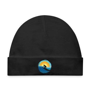 Surfer - Surfboard - Baby Premium Organic Mütze - Schwarz - Vorne