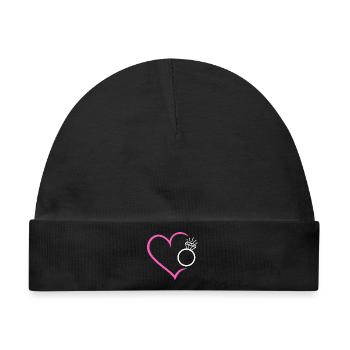 Herz mit Diamantring Ehering Ring Hochzeit Braut - Baby Premium Organic Mütze - Schwarz - Vorne
