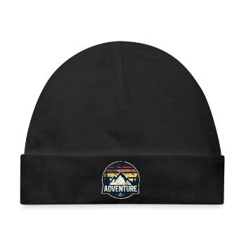 Adventure Mountain Patch - Baby Premium Organic Mütze - Schwarz - Vorne