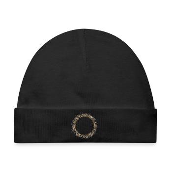 zarter winterlicher Weihnachtskranz in Brauntöne - Baby Premium Organic Mütze - Schwarz - Vorne