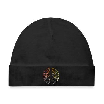 Friedenszeichen Peace Design - Baby Premium Organic Mütze - Schwarz - Vorne