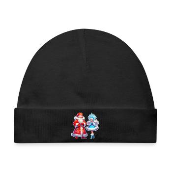 Ded Moroz Snegurotschka russischer Weihnachtsmann - Baby Premium Organic Mütze - Schwarz - Vorne